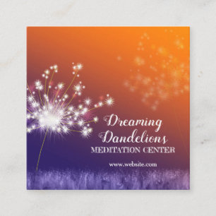 Boho Twilight Dandelions Meditation Centre Square Business Card