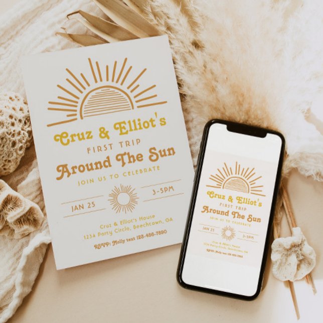 Boho Twin Invitations | Twin Birthday Invitations (Creator Uploaded)