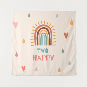 Boho Two Second Birthday Rainbow  Tapestry