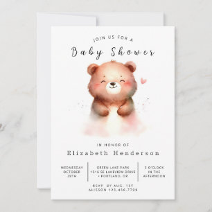 Boho Unique Bear Baby Shower Invitation