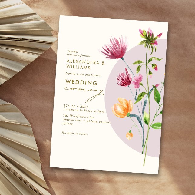 Boho Unique Spring Wildflower Whimsical Wedding Invitation (Creator Uploaded)