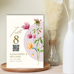 Boho Unique Spring Wildflower Whimsical Wedding Table Number