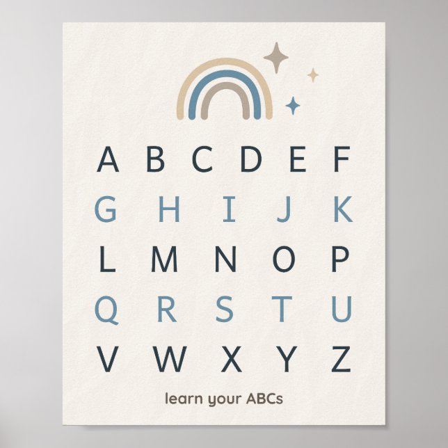 Boho Uppercase Alphabet Print Nursery Wall Art (Front)