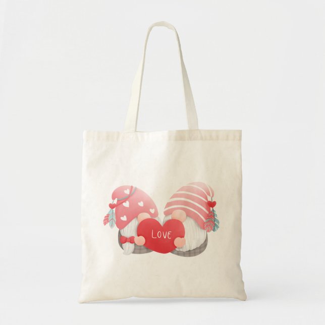 Boho Valentine' Gnomes Tote Bag (Front)
