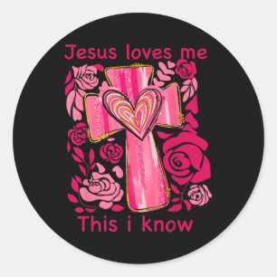 Boho Valentine Jesus Loves Me This I Know Christia Classic Round Sticker