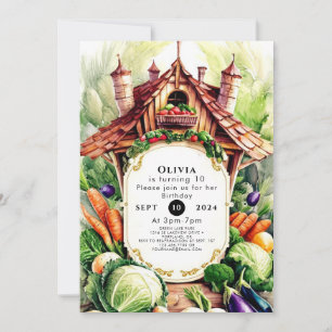 Boho Vegetables Farmers Market Birthday Invitation