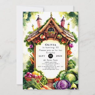 Boho Veggies Farmers Market Birthday Invitation