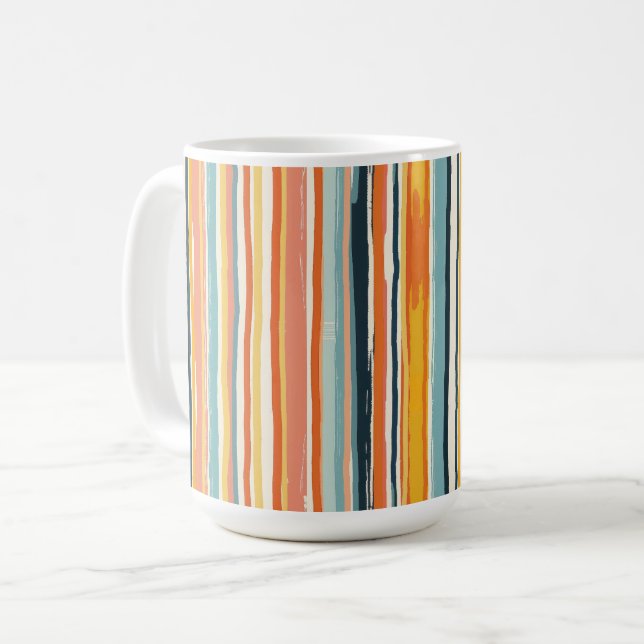 Boho Vertical Stripe Coffee Mug (Front Left)