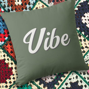 Boho Vibe Olive Green Minimalist Dorm Room Cushion