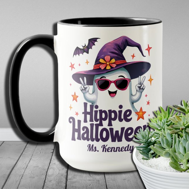 Boho Vibes Hippie Groovy Spooky Season Halloween Mug (Creator Uploaded)