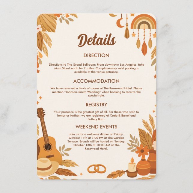 Boho Vibes Wedding Enclosure Card (Front)