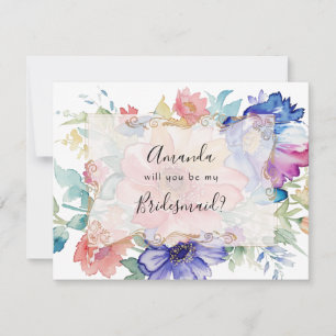 Boho Vibrant Flowers Proposal Card
