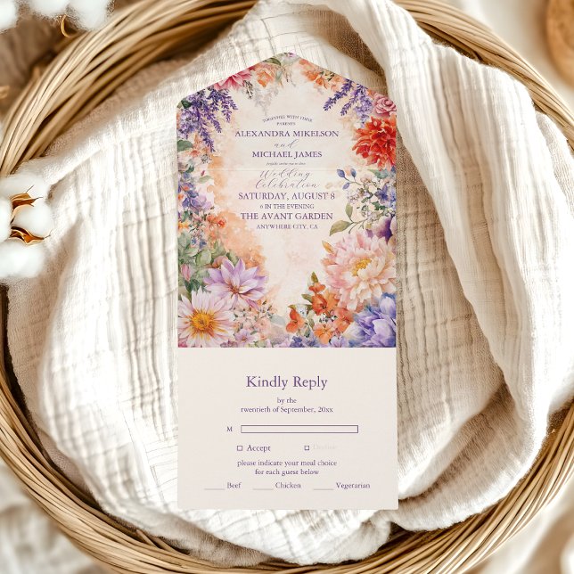 Boho Victorian Royal Floral Wedding  All In One Invitation (Creator Uploaded)