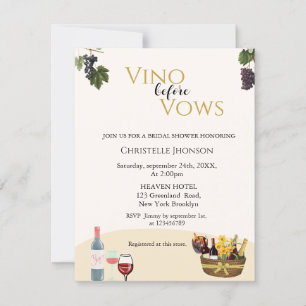 Boho Vino before vows bridal shower invitation