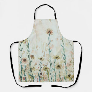 Boho Vintage Beige Wildflowers Apron