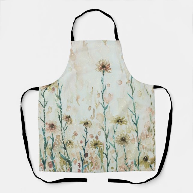Boho Vintage Beige Wildflowers Apron (Front)