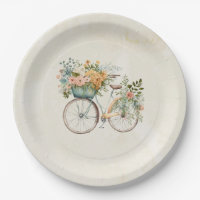 Boho Vintage Bicycle with Flower Basket Watercolor