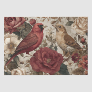 Boho Vintage Birds & Florals Tissue Paper