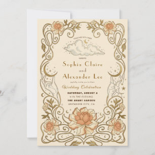 Boho Vintage Botanical Wedding Invitation