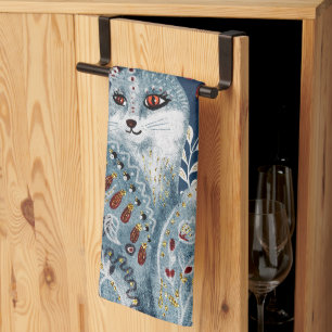 Boho Vintage Cat Thank You Cook Tea Towel