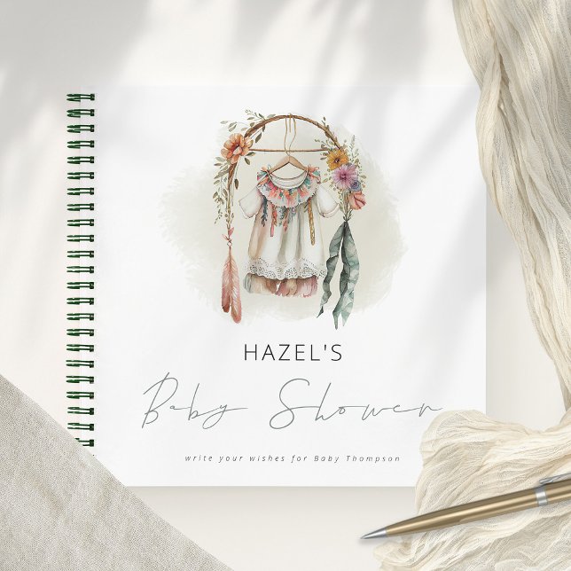 Boho Vintage Clothes Baby Shower Sage Guest Book (Creator Uploaded)