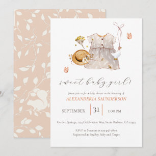 Boho Vintage Clothes Dress Baby Girl Invitation