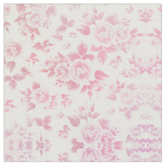 Boho vintage country chic white pink roses floral fabric
