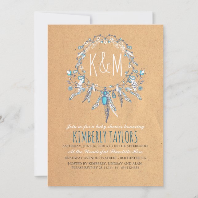 Boho Vintage Dreamcather Baby Shower Invitation (Front)