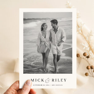 Boho Vintage Elegant Text and Photo Wedding Save The Date