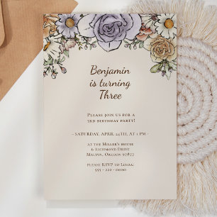 Boho Vintage Floral Any Age Birthday Party Invitation