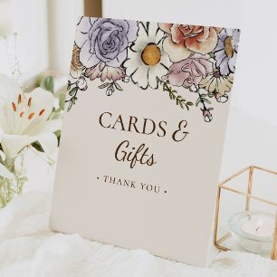 Boho Vintage Floral Baby Shower Cards and Gifts Pedestal Sign