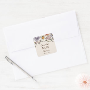Boho Vintage Floral Baby Shower Envelope Seal