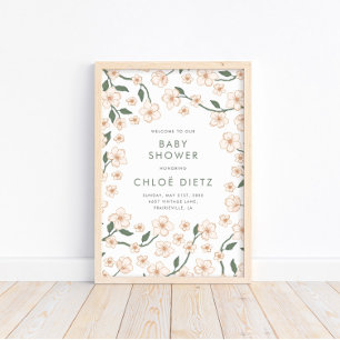 Boho Vintage Floral Baby Shower Welcome Poster