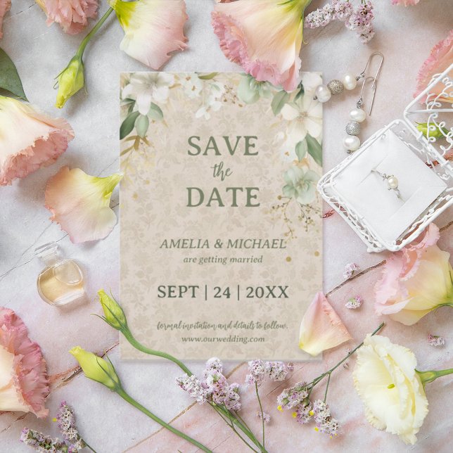 Boho Vintage Floral Botanical Save The Date (Creator Uploaded)
