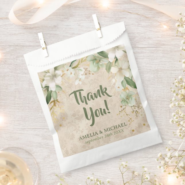 Boho Vintage Floral Botanical Wedding Favour Bags (Clipped)