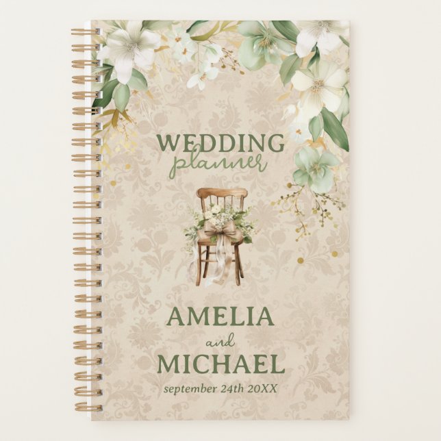 Boho Vintage Floral Botanical Wedding Planner (Front)