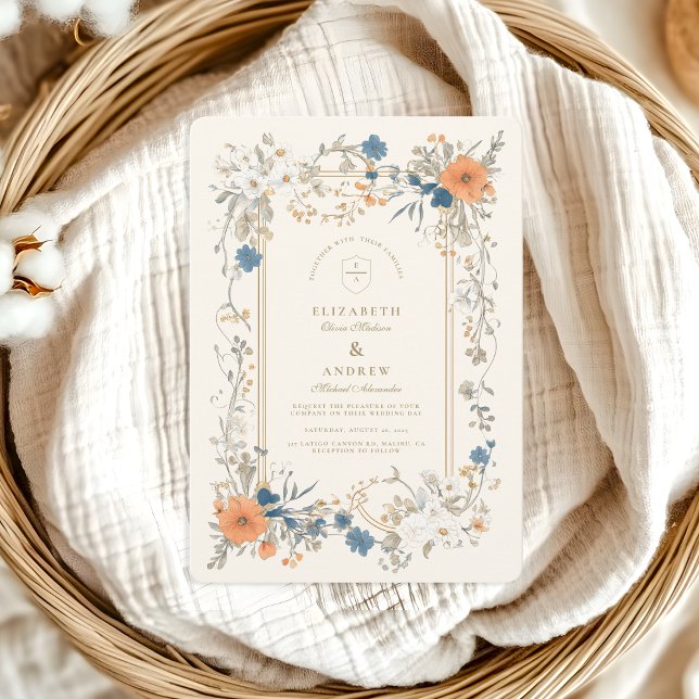 Boho Vintage Floral Fern Wedding Invitation (Creator Uploaded)