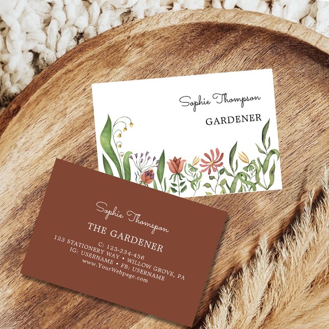 Boho vintage flowers floral business card (Creator Uploaded)