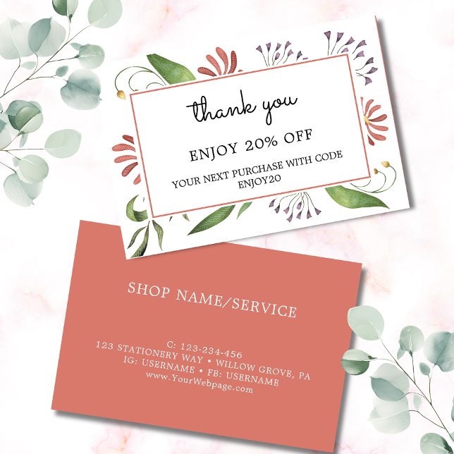 Boho vintage flowers floral discount card (Creator Uploaded)