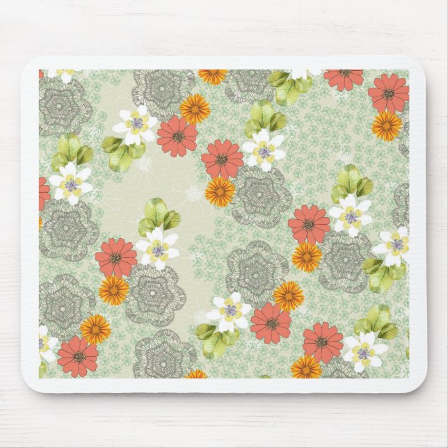 Boho Vintage Flowers Mouse Mat (Front)