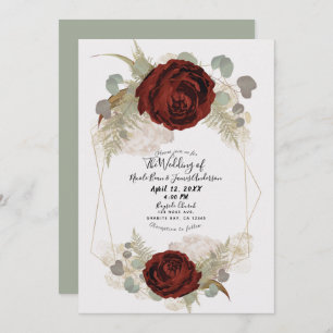 Boho Vintage Glam Botanical Floral Blooms Wedding Invitation