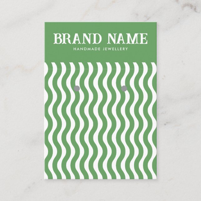 Boho Vintage green wave Earrings Display Card (Front)