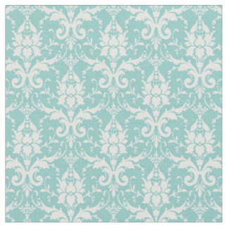Boho vintage green white floral elegant damask fabric