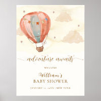 Boho Vintage Hot Air Balloon Baby Shower Welcome