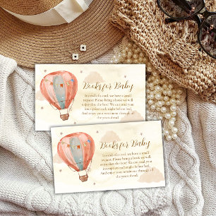 Boho Vintage Hot Air Balloon Books Baby Shower  Enclosure Card