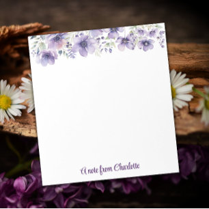 Boho vintage lavender wildflower watercolor white notepad