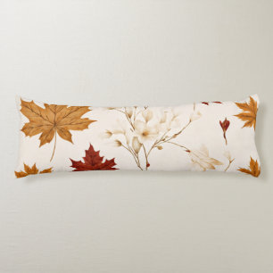 Boho Vintage Maple Leaves Winter Floral Pattern Body Cushion