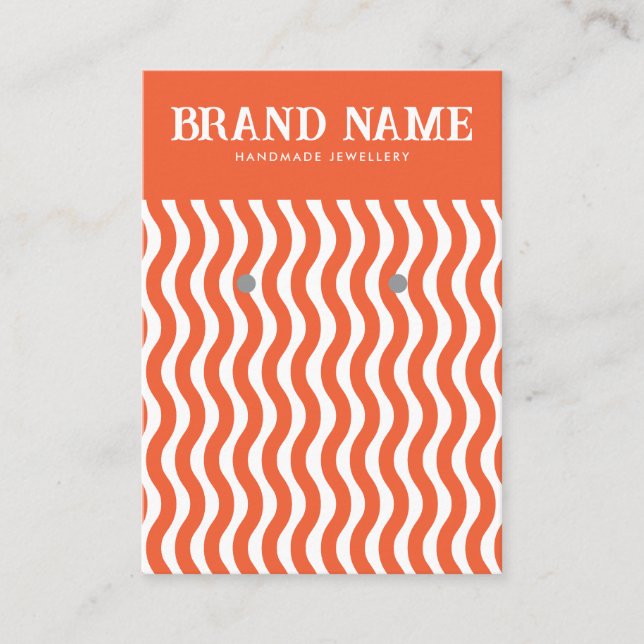 Boho Vintage orange wave Earrings Display Card (Front)