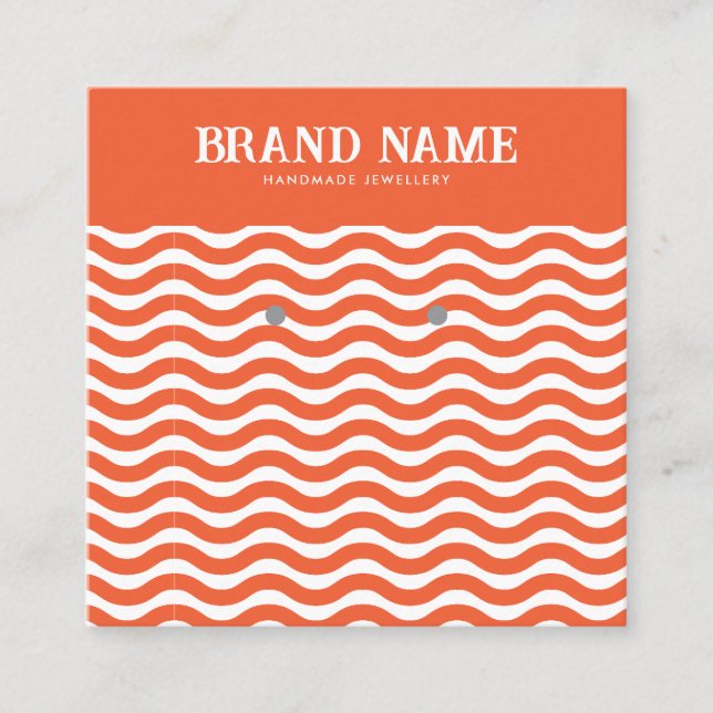 Boho Vintage orange wave Earrings Display Card (Front)