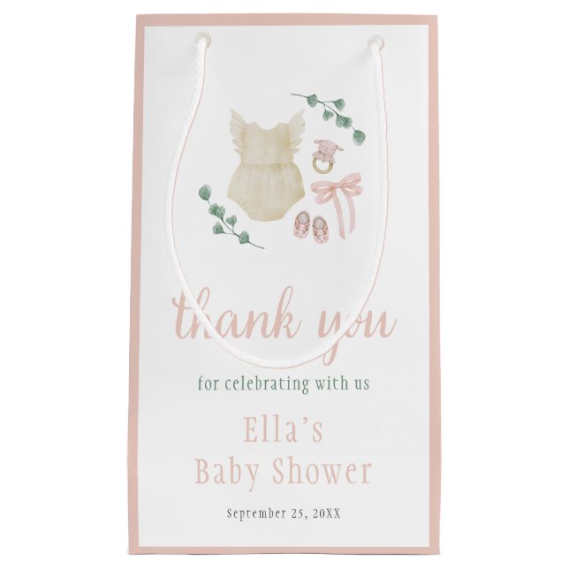 Boho Vintage Outfit Baby Shower Small Gift Bag (Front)